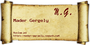 Mader Gergely névjegykártya